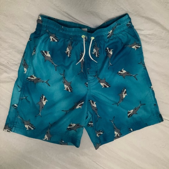 Old Navy Teal Shark Print Swim Shorts - Picture 1 of 5